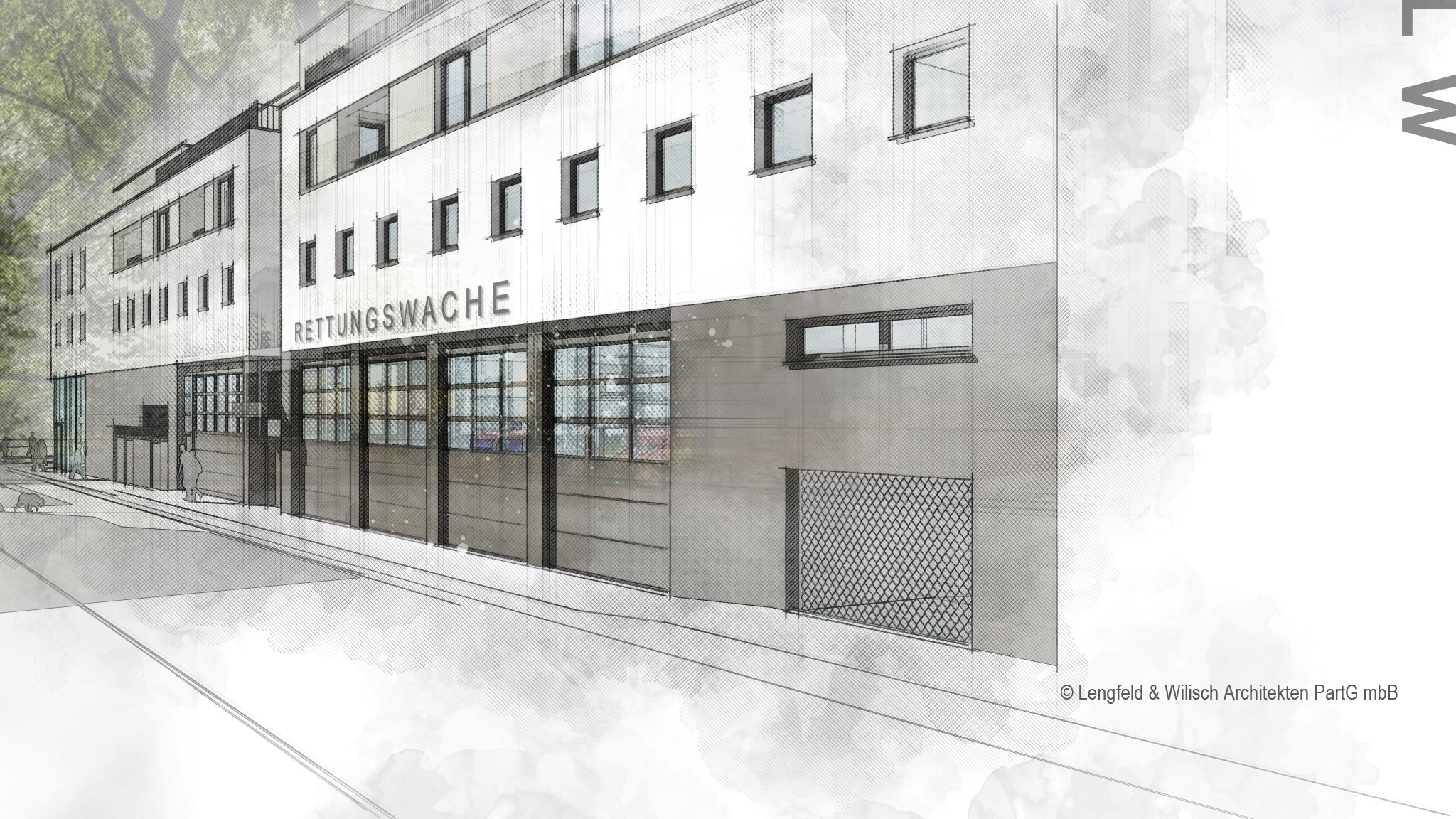 Feuer- und Rettungswache 2a | Bockenheim | Visualisierung des Neubaus ab 2023 | © Lengfeld & Wilisch Architekten PartG mbH 