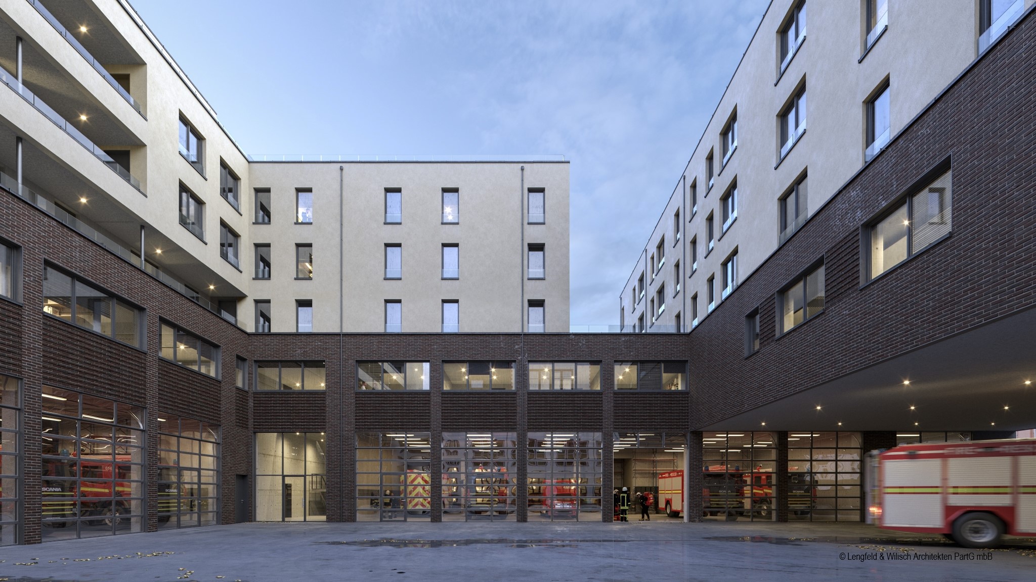 Feuer- und Rettungswache 2 | Gallus | Visualisierung des Neubaus ab 2026 | © Lengfeld & Wilisch Architekten PartG mbH